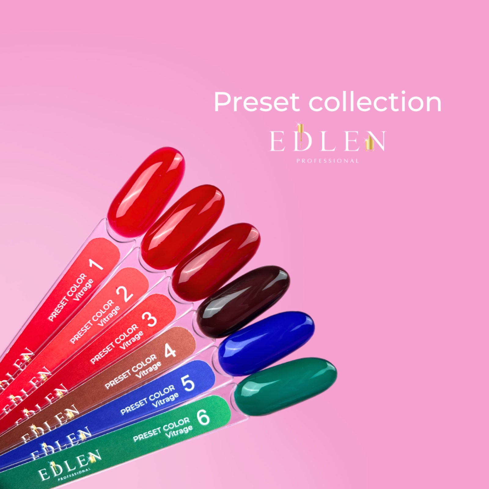 EDLEN Preset Color №01 Гель-лак яскраво-червоний вітражний, 9 мл