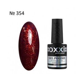 OXXI Гель лак № 354 (бордово-фіолетовий з червоними блискітками), 10 мл, № гель лаку: 354, Об'єм: 10 мл, image 