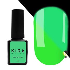KIRA NAILS Гель лак FLUO №002 (салатовий неоновий, флуоресцентний), 6 мл, № гель лаку: 002, Об'єм: 6 мл, image 
