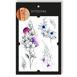 Tattooshka Тату для тіла "Геометричні квіти" - TH-722, image 