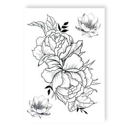 Tattooshka Тату для тіла "Подвійний піон" - TH-176, image 