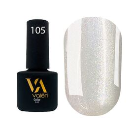 VALERI Гель лак №105 (білий з голографічними блискітками), 6 мл, image 
