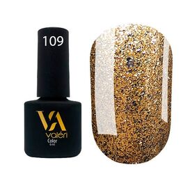 VALERI Гель лак №109 (золотий з срібними блискітками), 6 мл, image 