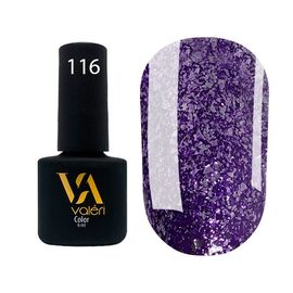 VALERI Гель лак №116 (бузковий з срібними блискітками), 6 мл, image 