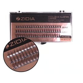 ZIDIA Cluster lashes Flame Series Вії пучкові MIX C 0,10х8,10,12 mm, 3 стрічки, image 