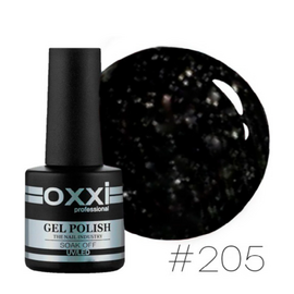 OXXI Гель лак № 205 (чорний з срібними блискітками), 10 мл, № гель лаку: 205, Об'єм: 10 мл, image 