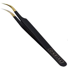 ONRIAL Пінцет вигнутий (чорний з золотом), image 
