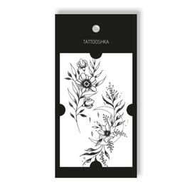 Tattooshka Тату для тіла "Ніжні квіточки з місяцем" - QQ-042, image 