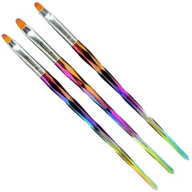 Global Fashion Набір пензлів для гелю овал 3 в 1 №4,6,8 (кольрові, менший розмір), image 