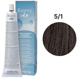 INEBRYA Bionic Крем-фарба без аміаку 5/1 Світло-каштановий попелястий, 100 мл, Об'єм: 100 мл, Відтінок: 5/1, image 