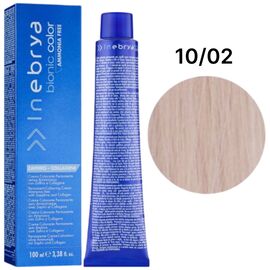 INEBRYA Bionic Крем-фарба без аміаку 10/02 Платиновий перлинний блондин, 100 мл, Об'єм: 100 мл, Відтінок: 10/02, image 
