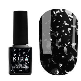 KIRA NAILS No Wipe Silver Shard Top Топ із срібною поталлю без ЛШ, 6 мл, image 