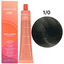 INEBRYA Color Стійка крем-фарба 1/0 Чорний, 100 мл, Об'єм: 100 мл, Відтінок: 1/0, image 