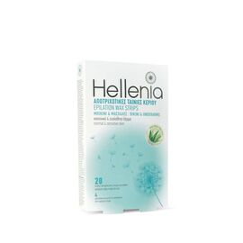HELLENIA Воскові смужки для депіляції бікіні та пахв (Aloe Vera), 20 шт + 4 вологі серветки, image 