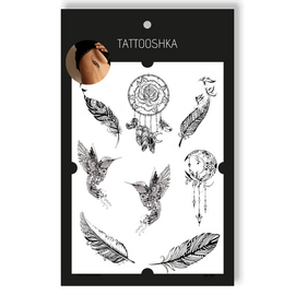 Tattooshka Тату для тіла "Пера з мандалами" - LB-123, image 
