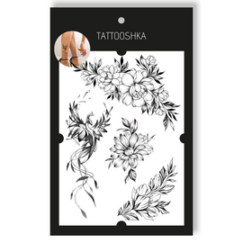 Tattooshka Тату для тіла "Квіти і фенікс" - LB-124, image 