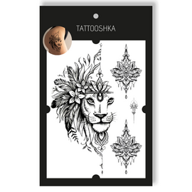 Tattooshka Тату для тіла "Лев графічний з мандалою " - LB-119, image 