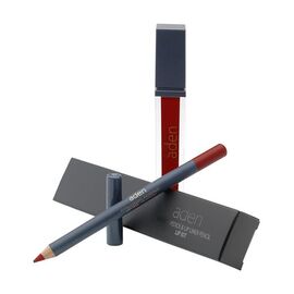 ADEN Набір №14 Рідка матова помада 14 Cranberry + олівець №47, image 