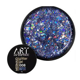 ART Гель для дизайну Mermaid Glitter Gel №008, 5 г, Колір: 008, image 