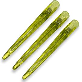 Salon Professional Зажим метал/пластик кислотний жовтий(3 шт/уп), image 