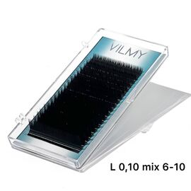 VILMY VIYA Вії чорні для нарощення 20 ліній L 0,10 mix 6(3)-7(3)-8(5)-9(5)-10(4), Довжина вій: 6-10 мм, image 