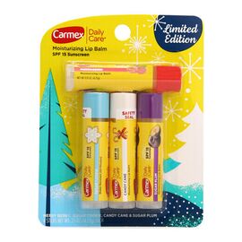 CARMEX 4-pack Daily Care Limited Edition Sticks (Candy Cane, Strawberry, Sugar Cookie, Sugar Plum) Набір бальзамів для губ, image 