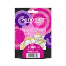 STALEKS PRO PODODISC S Змінні файли білі на м'якій основі для педикюрного диска 100 грит (50 шт) - PDFS-15-100w, Абразивність: 100 грит, Розмір: S (15 мм), Кількість: 50 шт, image 