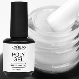 KOMILFO PolyGel №004 Intense White, 15 мл (з пензликом), Об'єм: 15 мл, Колір: Intense White, image 