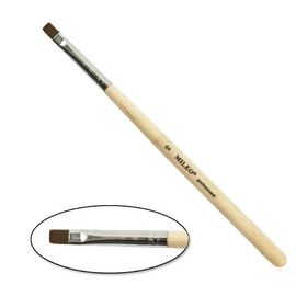 MILEO Пензлик для гелю №6 прямий (світла ручка), image 