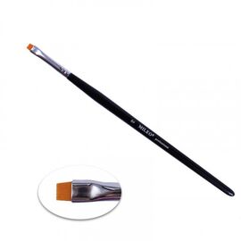 MILEO Пензель для брів №6 прямий (рудий ворс, чорна ручка), image 