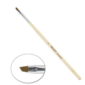 MILEO Пензлик для гелю №2 скошений (світла ручка), image 