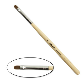 MILEO Пензлик для гелю №4 заокруглений (світла ручка), image 