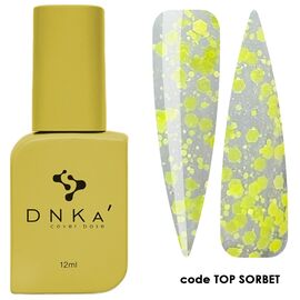 DNKa Top Sorbet Топ без ЛШ (прозорий з жовтими пластівцями), 12 мл, Відтінок: Sorbet, Об'єм: 12 мл, image 