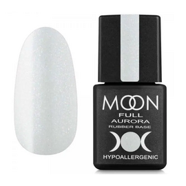 MOON FULL Rubber Base Aurora Кольорова база №2001 (білий з шиммером), 8 мл, Відтінок: №2001, Об'єм: 8 мл, image 
