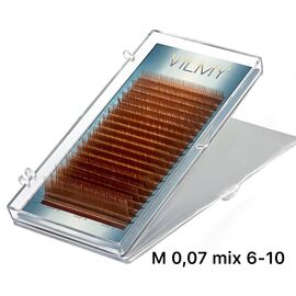 VILMY VIYA Light Brown Вії світло-коричневі для нарощення 20 ліній M 0,07 mix 6(3)-7(3)-8(5)-9(5)-10(4), Довжина вій: 6-10 мм, image 