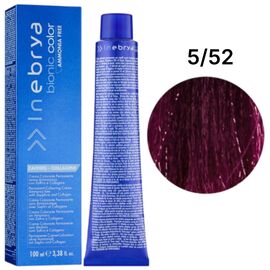 INEBRYA Bionic Крем-фарба без аміаку 5/52 Світло-каштановий махагоново-фіолетовий, 100 мл, Об'єм: 100 мл, Відтінок: 5/52, image 