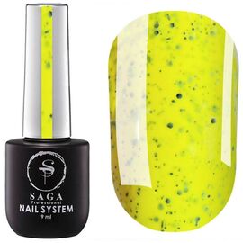 SAGA Black Snow Гель-лак №07 (салатово-жовтий із чорною крихтою), 9 мл, Відтінок: №007, Об'єм: 9 мл, image 