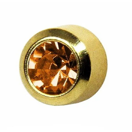 CAFLON Сережка гвоздик (PVD, O, топаз, оправа, 4мм, сталь, перший прокол), image 