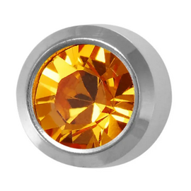 CAFLON Сережка гвоздик (NPVD, O, топаз, оправа, 4мм, сталь, перший прокол), image 