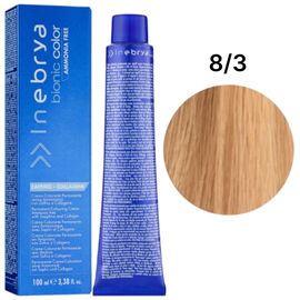 INEBRYA Bionic Крем-фарба без аміаку 8/3 Золотистий світло-русявий, 100 мл, Об'єм: 100 мл, Відтінок: 8/3, image 
