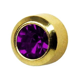 CAFLON Сережка гвоздик (PVD, Y, аметист, оправа, 4мм, сталь, перший прокол), image 