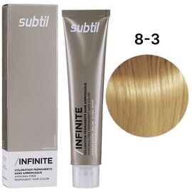 SUBTIL Infinite Стійка безаміачна крем-фарба для волосся 8-3 Світлий блондин золотистий, 60 мл, Об'єм: 60 мл, Відтінок: 8/3, image 