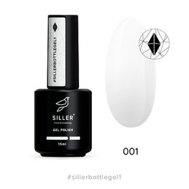 SILLER Bottle Gel №001 Гель з пензликом (білий), 15 мл, Об'єм: 15 мл, Колір: 001, image 