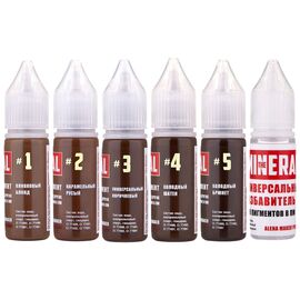 THE MINERAL Набір пігментів для перманентного макіяжу брів 5 відтінків + розріджувач у подарунок, image 