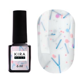 KIRA NAILS Lollypop Base №001 (молочний з різнокольоровими пластівцями), 6 мл, Відтінок: 001, Об'єм: 6 мл, image 