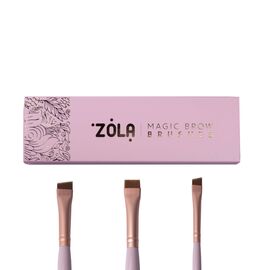 ZOLA Набір кистей професійний для фарбування брів MAGIC BROW BRUSHES світло-рожевий, image 