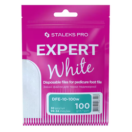 STALEKS PRO Expert 10 Набір білих змінних файлів для терки педикюрної 100 гріт (30 шт) - DFE-10-100w, Абразивність: 100, Кількість: 30 шт, image 