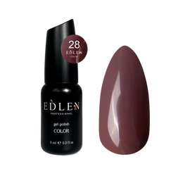 EDLEN Color Гель-лак №028 (темно-коричневий, емаль), 9 мл, № гель лаку: 028, Об'єм: 9 мл, image 