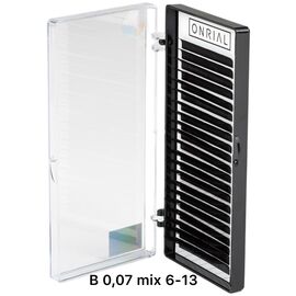 ONRIAL Вії на стрічці чорні MIX B 0.07 6(1)-7(1)-8(2)-9(3)-10(4)-11(4)-12(4)-13(2) (21 лінія), Довжина вій: 6-13 мм, image 