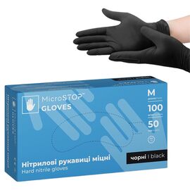 МікроStop Рукавички нітрилові BLACK (M) - 100 шт/уп, image 